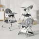 Стільчик для годування Kidoro One (ST-6540) Dark Grey, з екошкіри на колесах