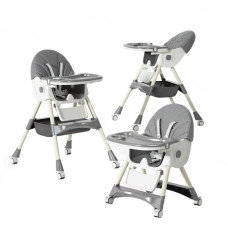 Стільчик для годування Kidoro One (ST-6540) Dark Grey, з екошкіри на колесах