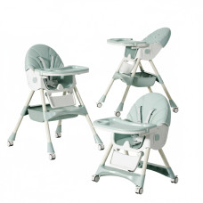 Стільчик для годування Kidoro One (ST-6540) Green, з екошкіри на колесах